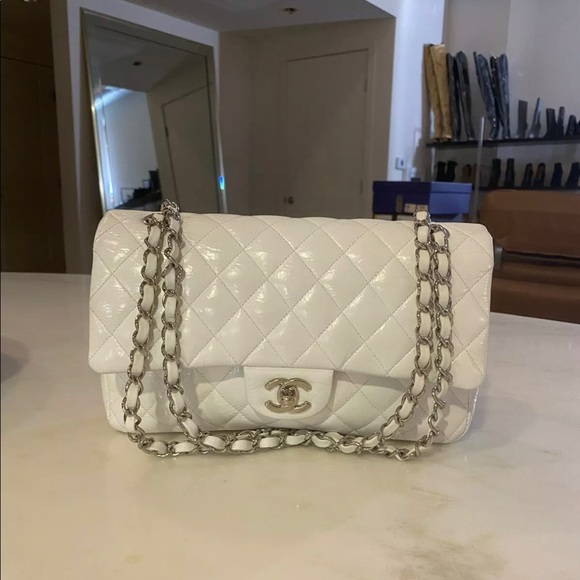 white chanel flap
